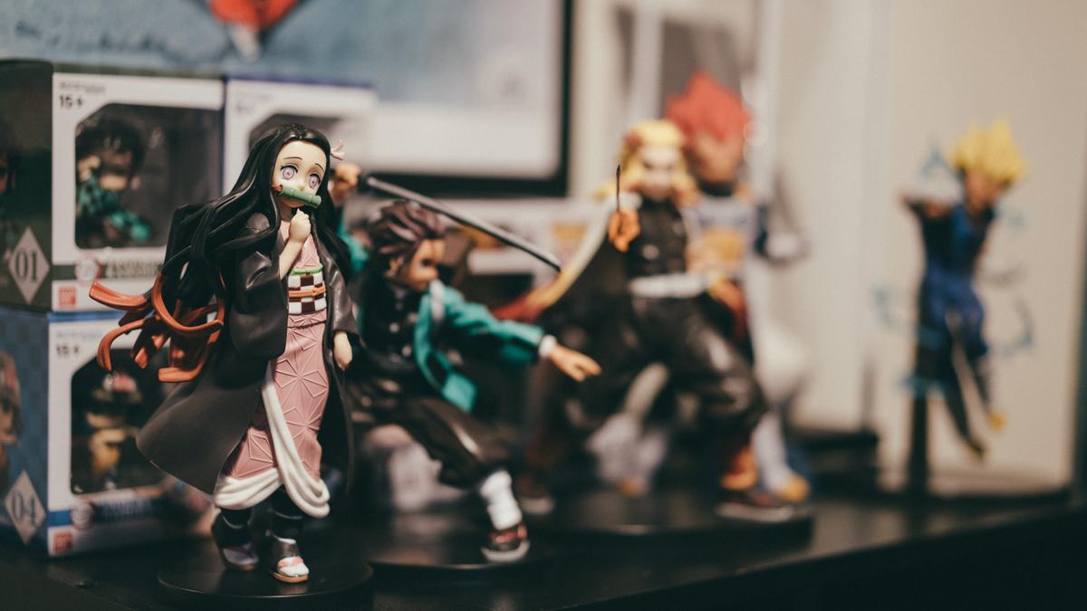 A group of Demon Slayer figures